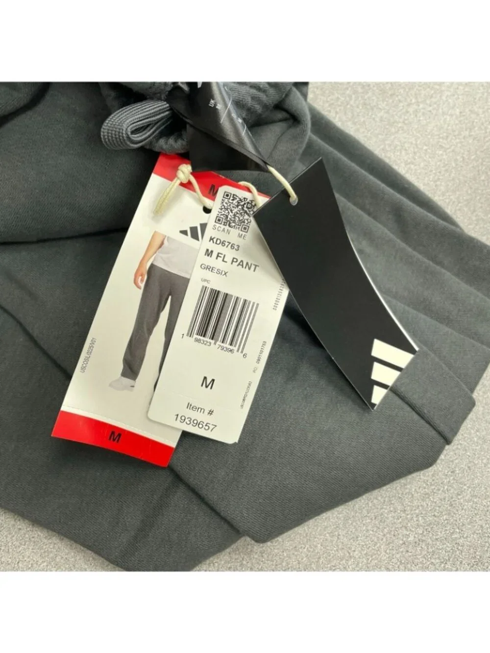 Adidas Men's M Fleece Sweatpants Gray 30% Polyester Elastic Waistband L1543